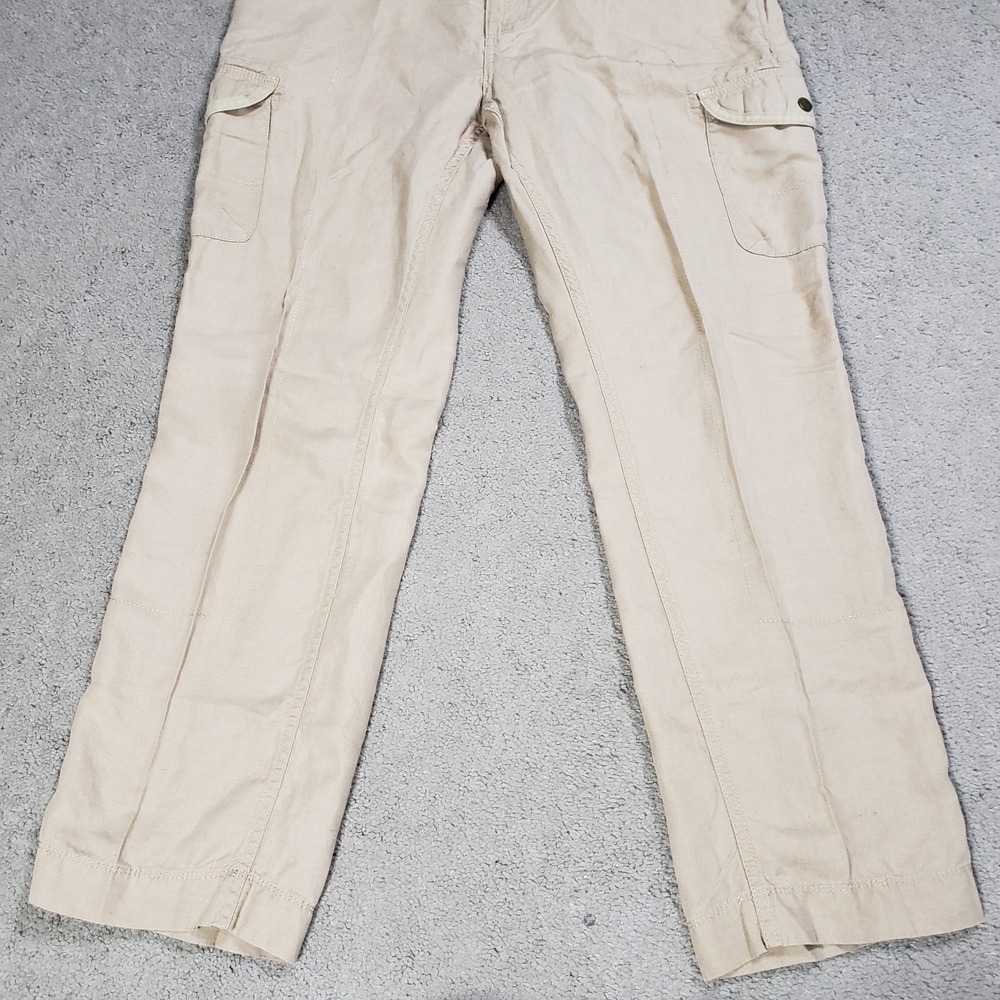 LL Bean Womens 14 Linen Blend Favorite Fit Cargo Pants Straight Leg 35" x 30" - Picture 5 of 10